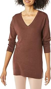 Amazon Essentials Women's Lightweight Long-Sleeve V-Neck Tunic Sweater | Amazon (US)