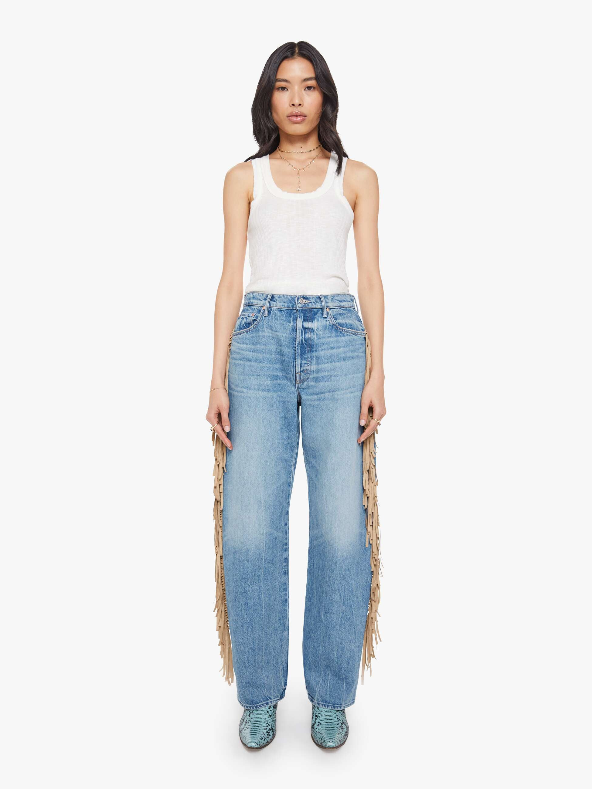 The Fringe Half-Pipe Button Sneak - Folkstar | Mother Denim