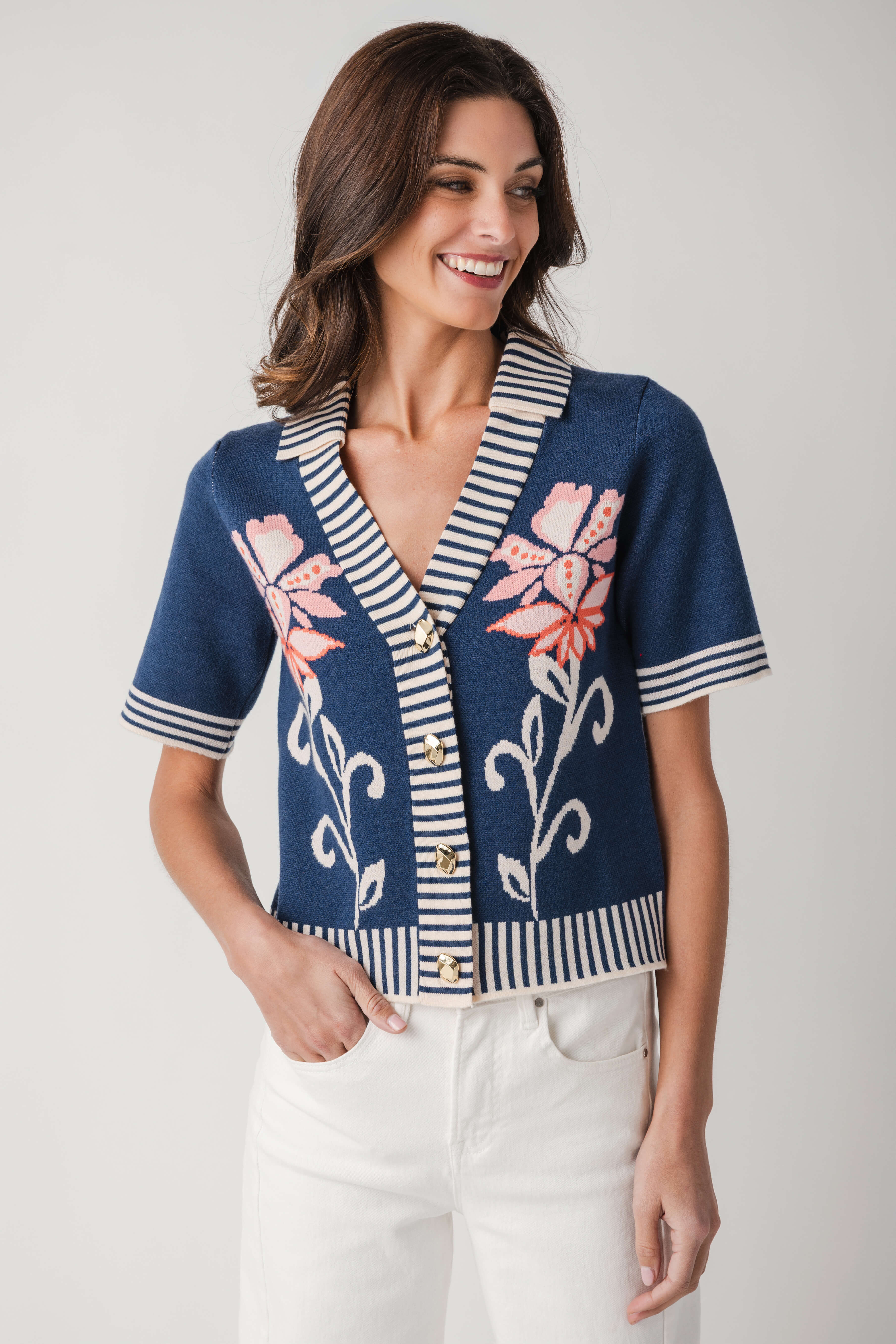 THML Button Up Sweater Top | Social Threads