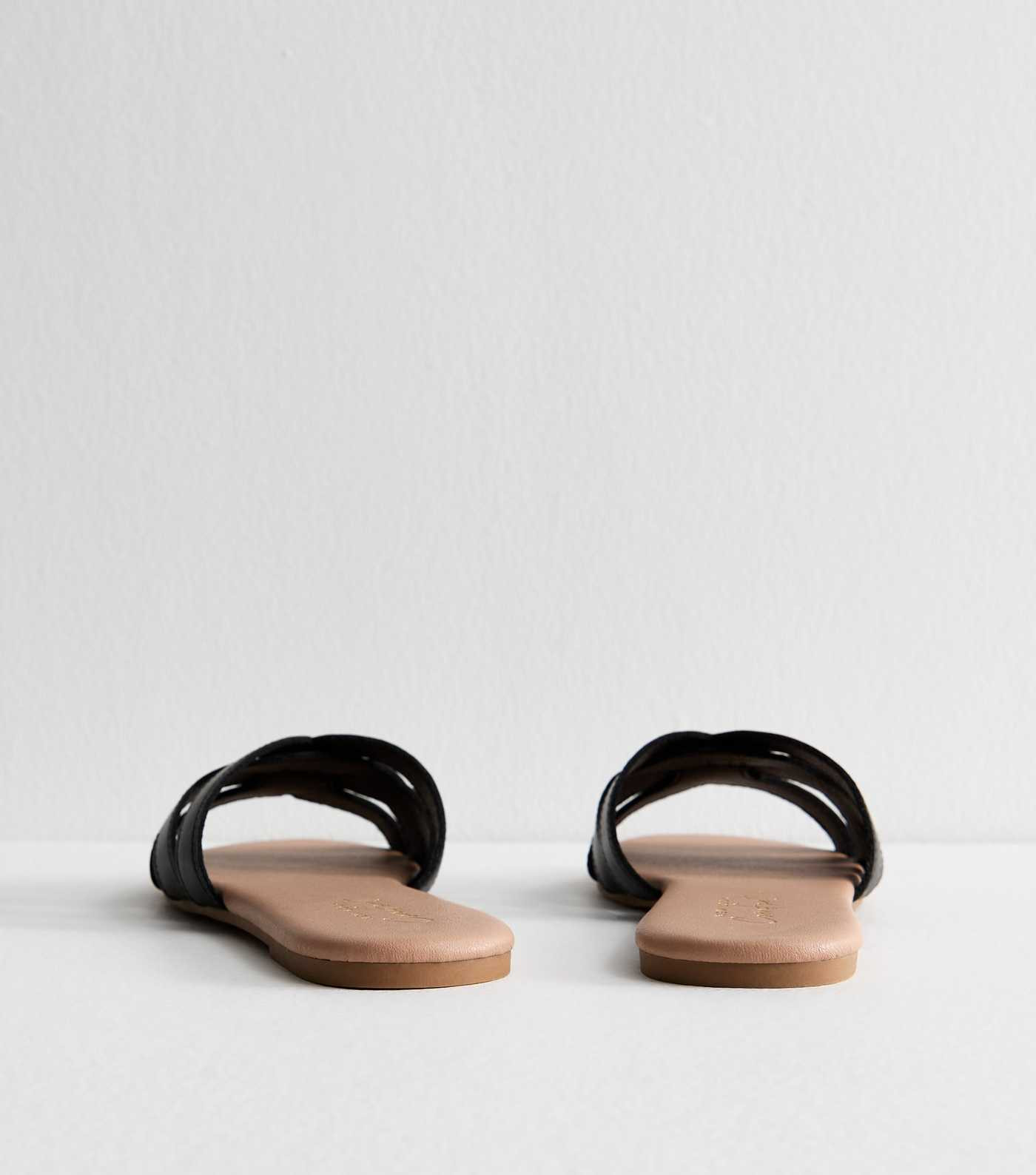 Black Faux Leather Cut Out Interwoven Strap Sandals | New Look | New Look (UK)