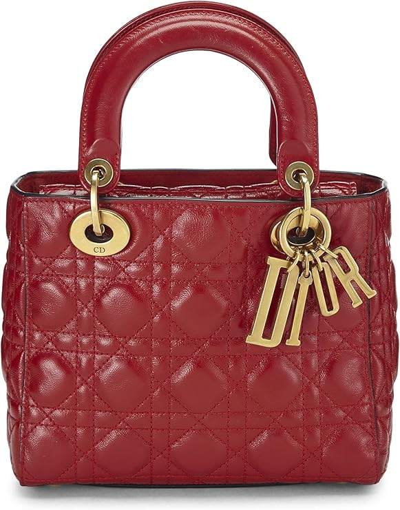 Amazon.com: Dior, Pre-Loved Red Cannage Quilted Calfskin My Lady Dior Lucky Charms Small, Red : L... | Amazon (US)