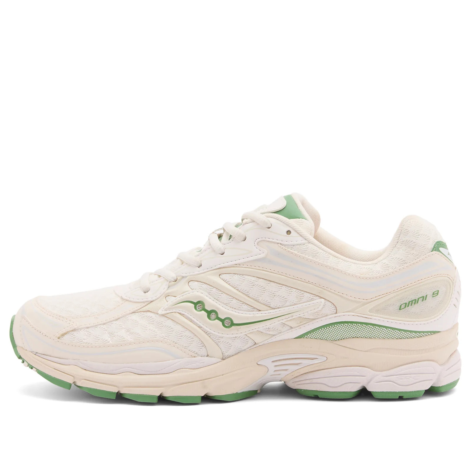 END. x Saucony Men's Omni 9 in White/Green, Size UK 9.5 | END. Clothing
