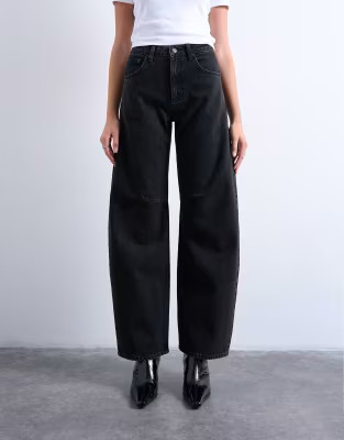 Topshop Barrel high rise jean in washed black | ASOS (Global)