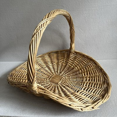 VINTAGE WICKER GATHERING BASKET Flowers Herbs Brown FORAGING 14”TALL 21.5" W VGC | eBay US