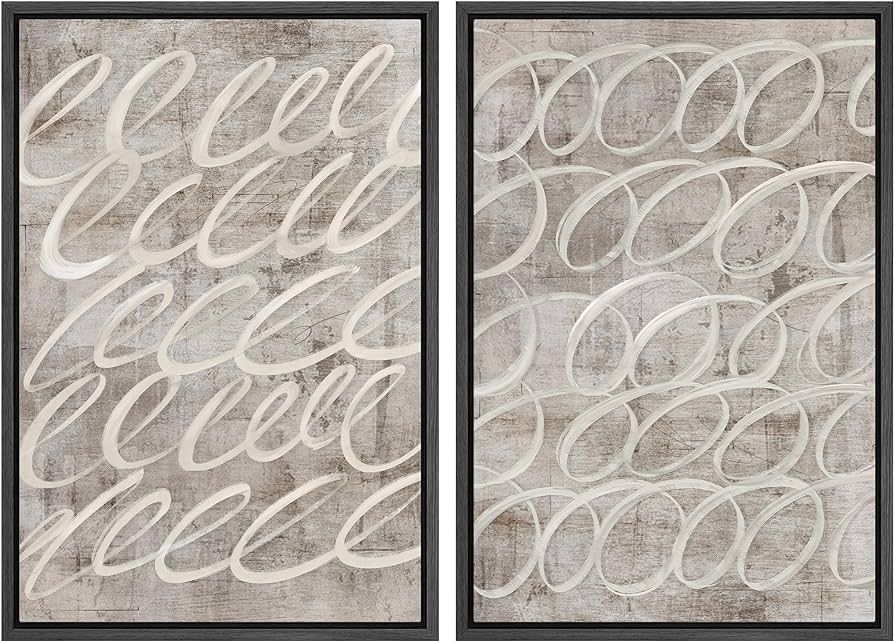 MUDECOR Framed Canvas Print Wall Art Vintage Mid-Century Swirl Abstract Shape Illustrations Moder... | Amazon (US)