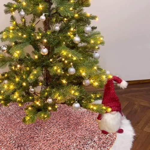 Leapig Christmas Tree Skirt 48 inch Shiny Pink Sequin Sparkly with Faux Fur Plush Tree Mat for 5-... | Amazon (US)