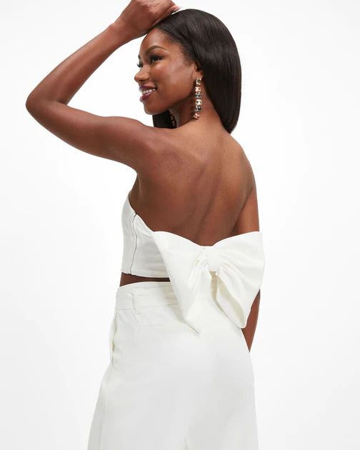 Put A Bow On It Strapless Crop Top - White | VICI Collection