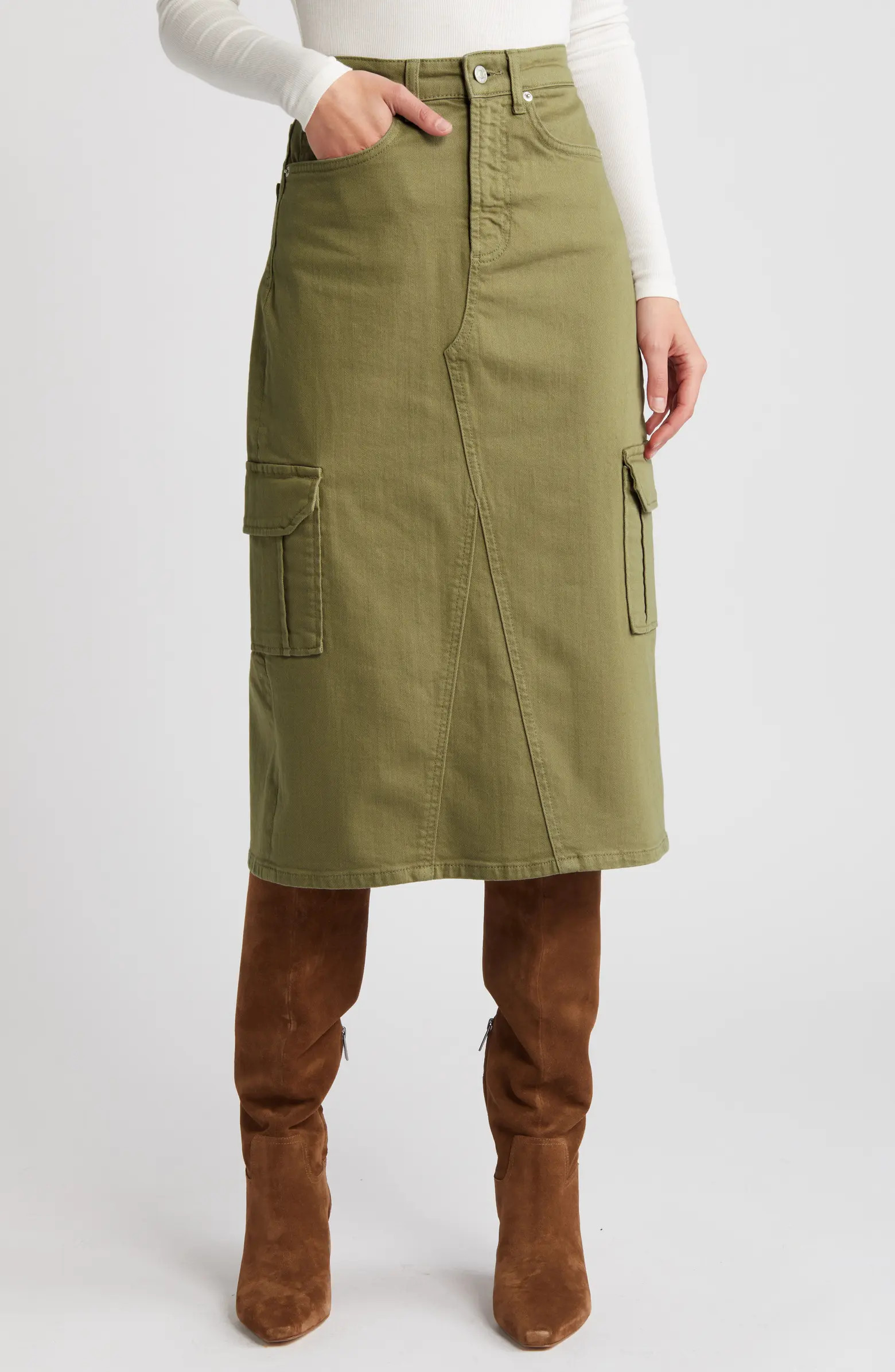 Highland Cargo Denim Midi Skirt | Nordstrom