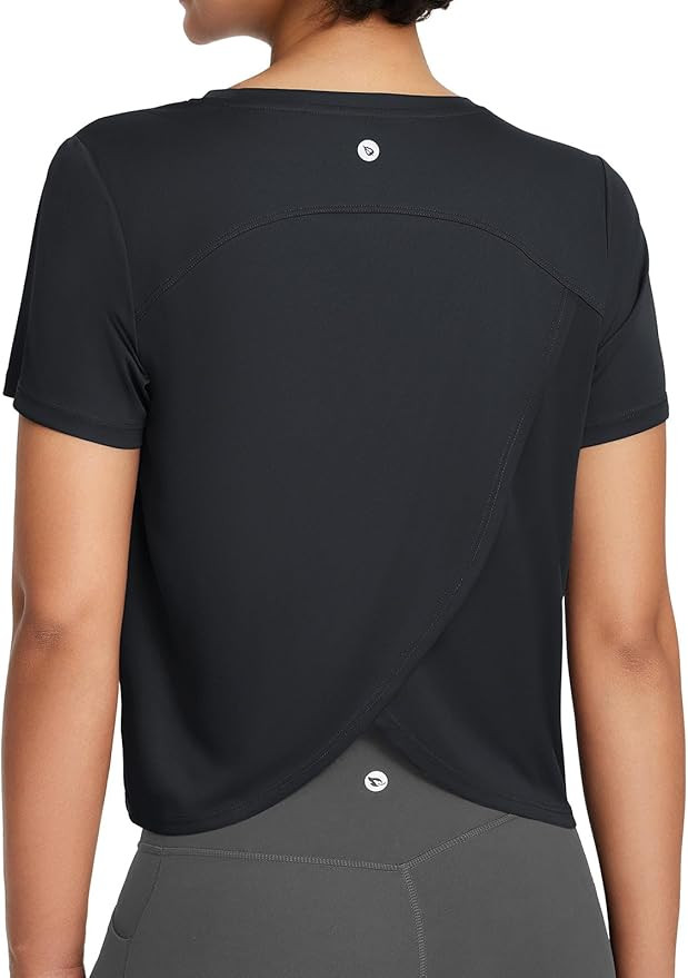 baleaf Women's Athletic Sun Shirts Short Sleeve Running Tops Workout Cropped Split Back UPF 50+ Q... | Amazon (US)