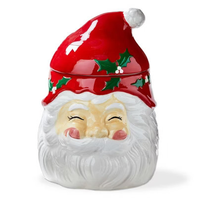 tag Vintage Santa Cookie Jar - Decorative Santa Figurine Canister for Christmas - Red Multi Ceramic Kitchen Accessory | Target