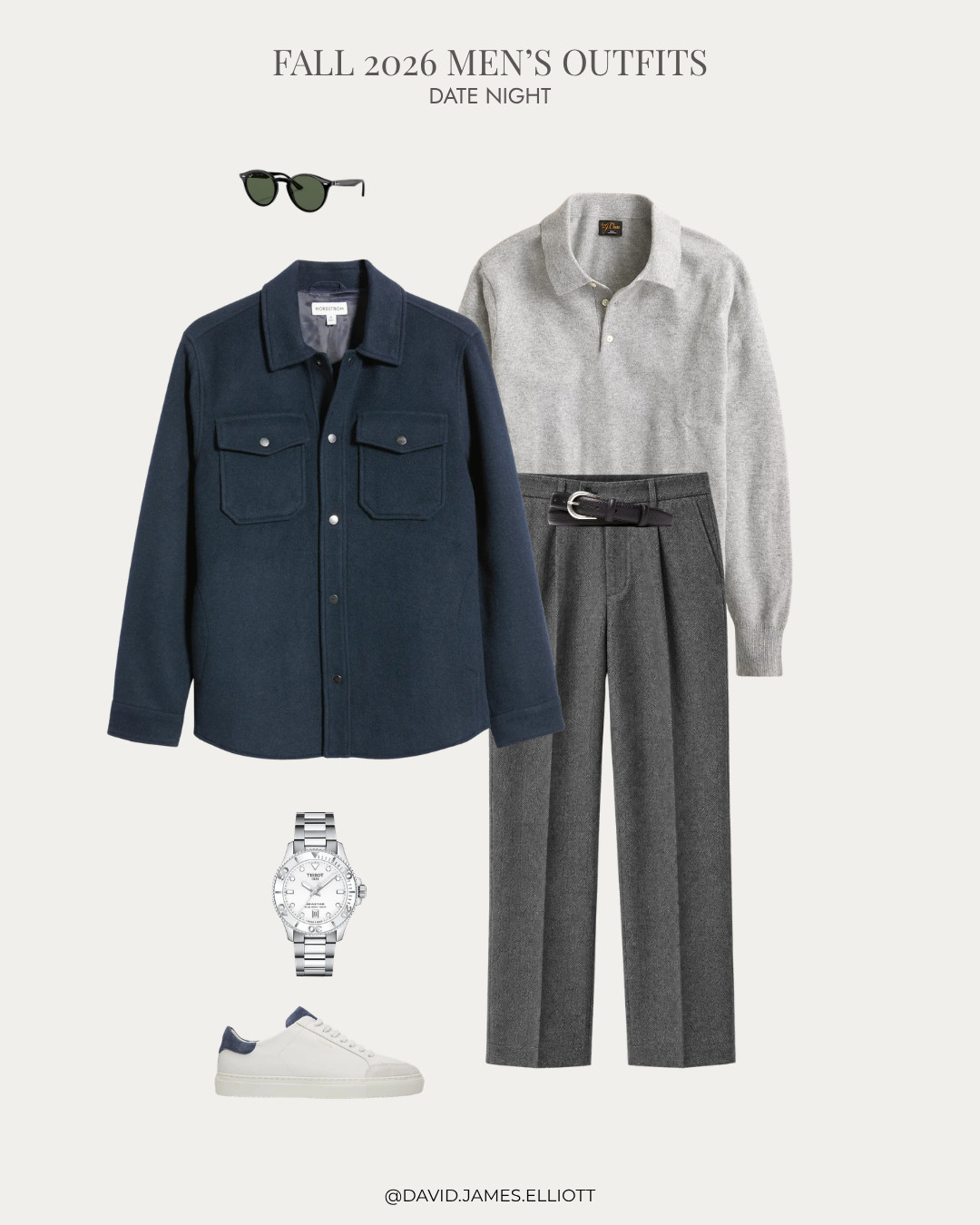 Grey and navy date night outfit for men fall 2026.  

 #LTKMens