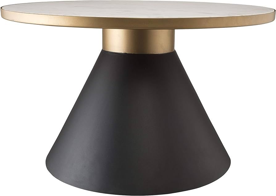 TOV Furniture Richard Modern Round Marble Cocktail Table, 27.3" White, Black | Amazon (US)