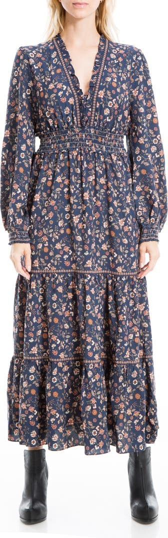 V-Neck Long Sleeve Tiered Crepe Maxi Dress | Nordstromrack | Nordstrom Rack