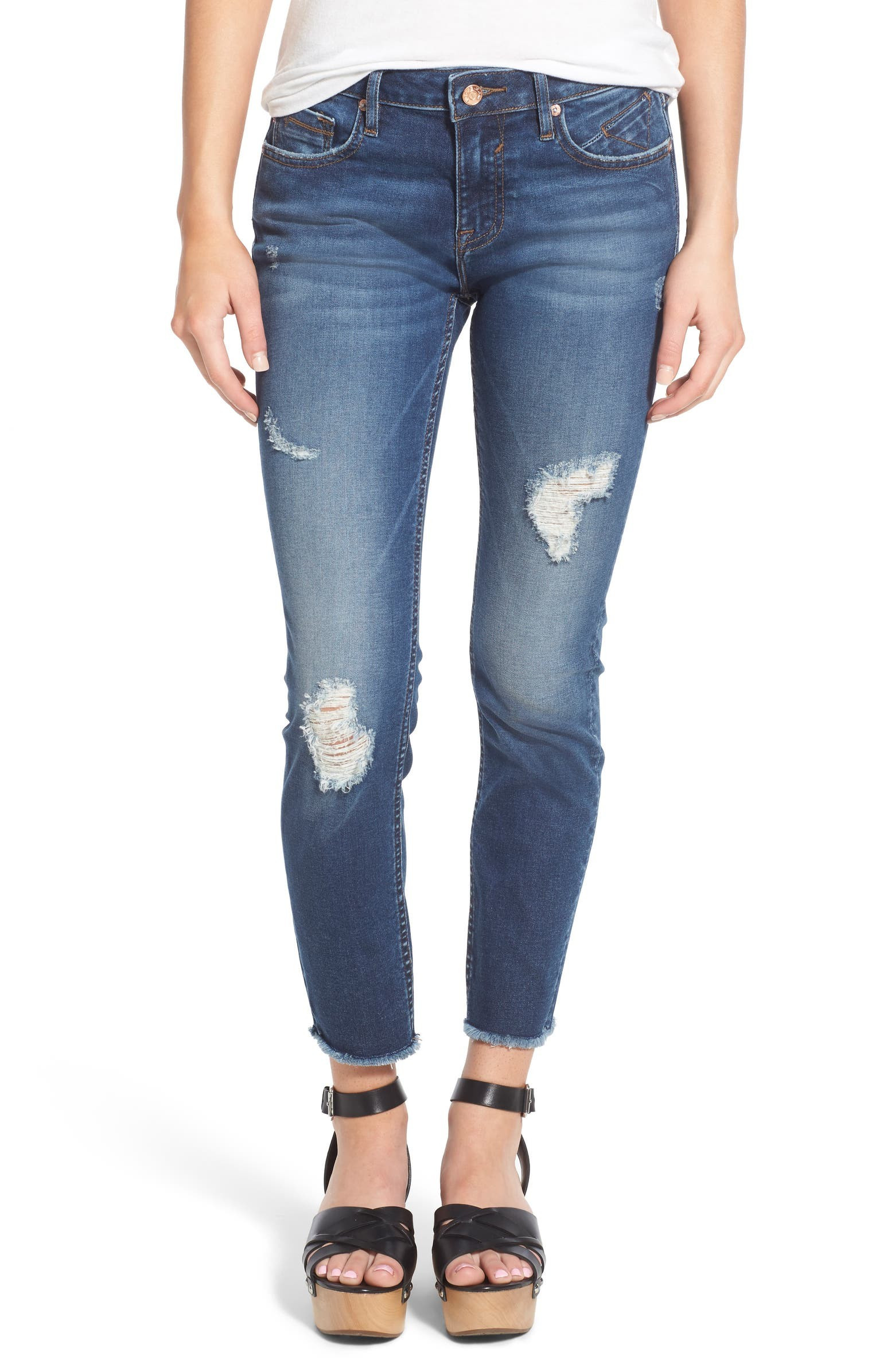 Jagger Distressed Raw Hem Skinny Jeans | Nordstrom