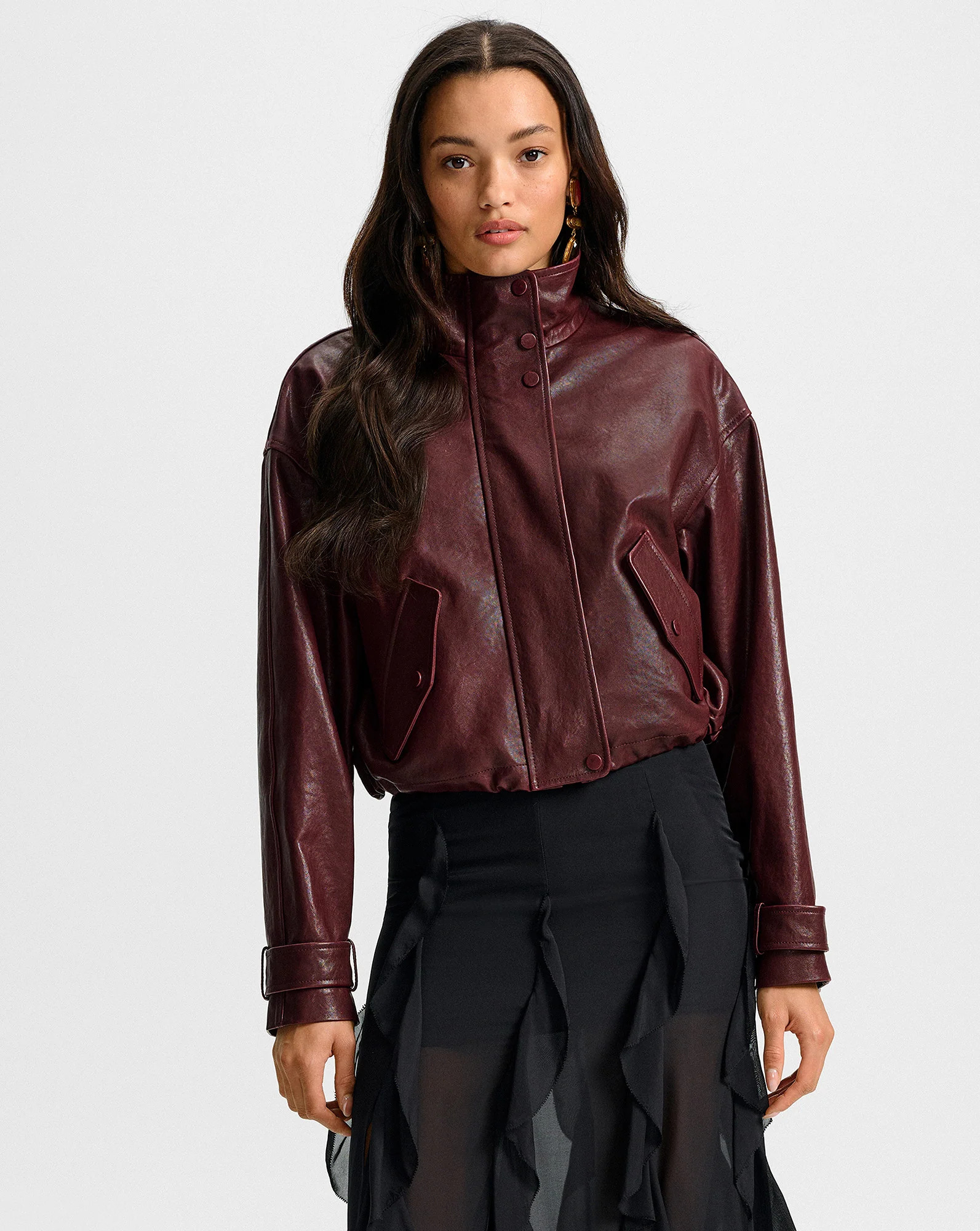 Bateman Cropped Leather Jacket | Veronica Beard