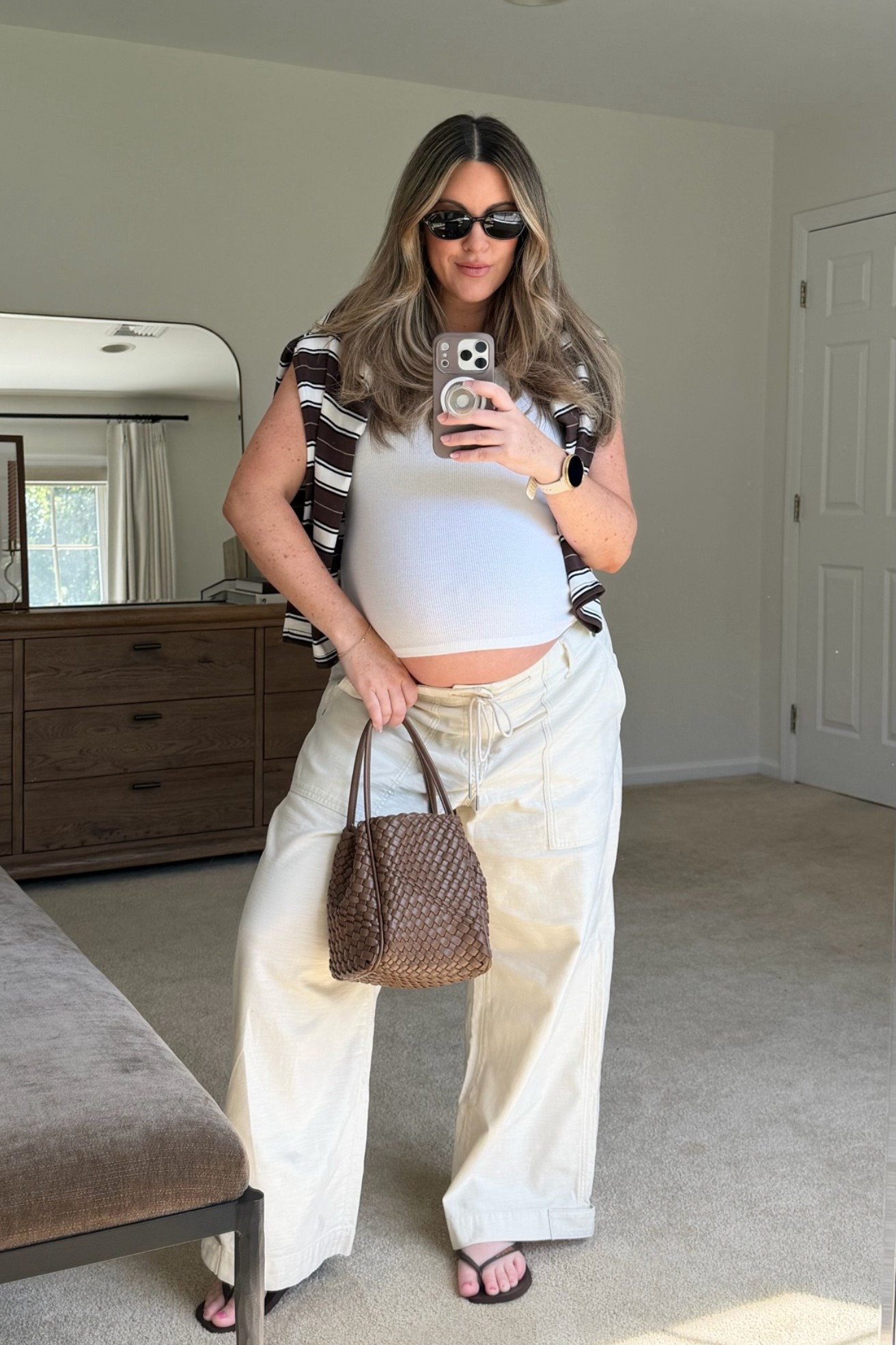 Easy bump fit | L in tank (size up regardless of if preg!). Sized up 3 sizes in cargos for the bump. 

Bump outfits, bump style, cargo pants outfit, early fall outfit

#LTKootd #LTKSeasonal #LTKBump