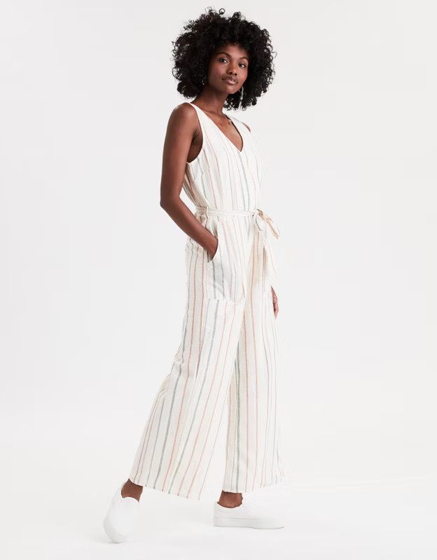 AE Striped V-Neck Jumpsuit | American Eagle Outfitters (US & CA)