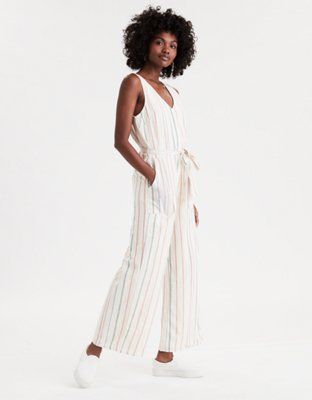 AE Striped V-Neck Jumpsuit | American Eagle Outfitters (US & CA)
