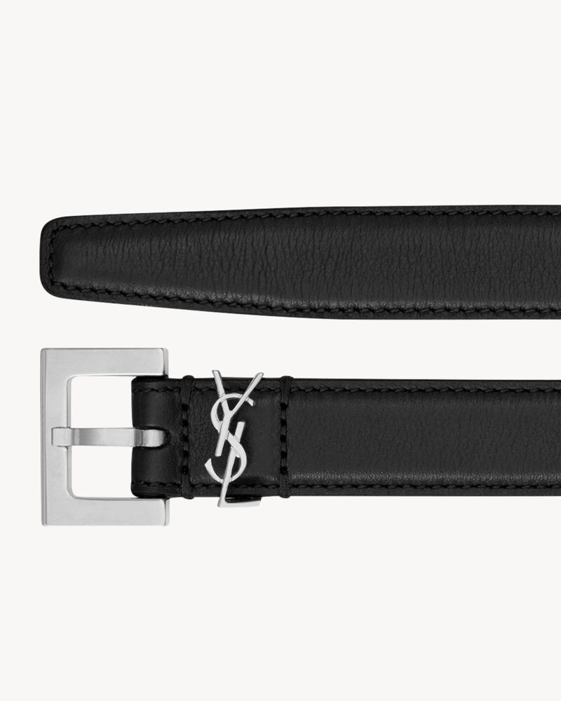 Narrow belt with a square buckle featuring a Saint Laurent-Cassandre loop. | Saint Laurent Inc. (Global)