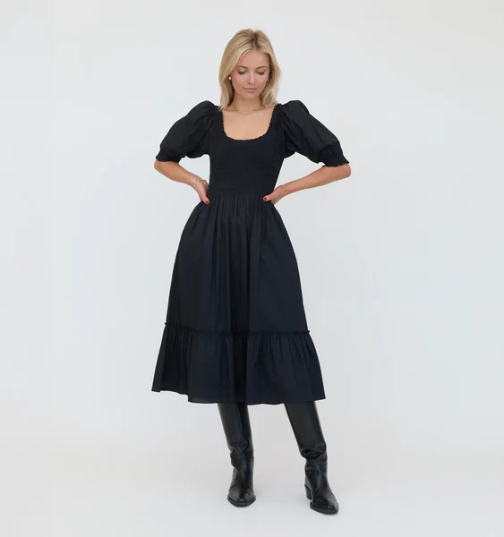 The Louisa Nap Dress - Black Cotton | Hill House Home US