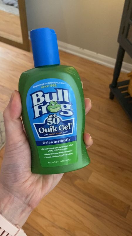 Bull Frog Quick Gel clear, colorless gel sunscreen for sports & humidity. This has fragrances (lite scent). 

#LTKbeauty #LTKfindsunder50 #LTKVideo