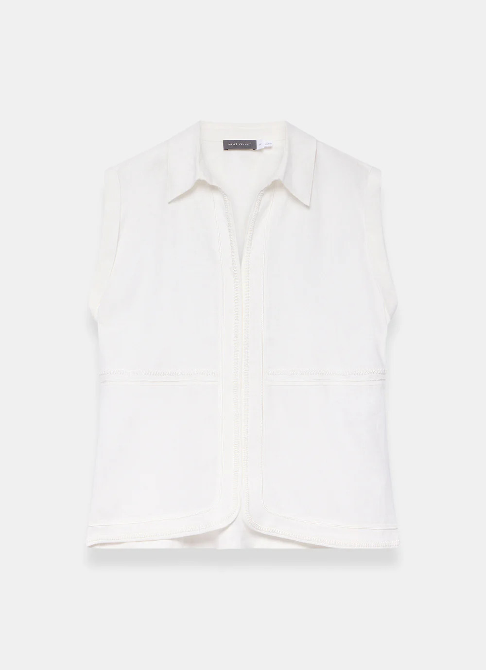 White Linen Sleeveless Shirt | Mint Velvet - US