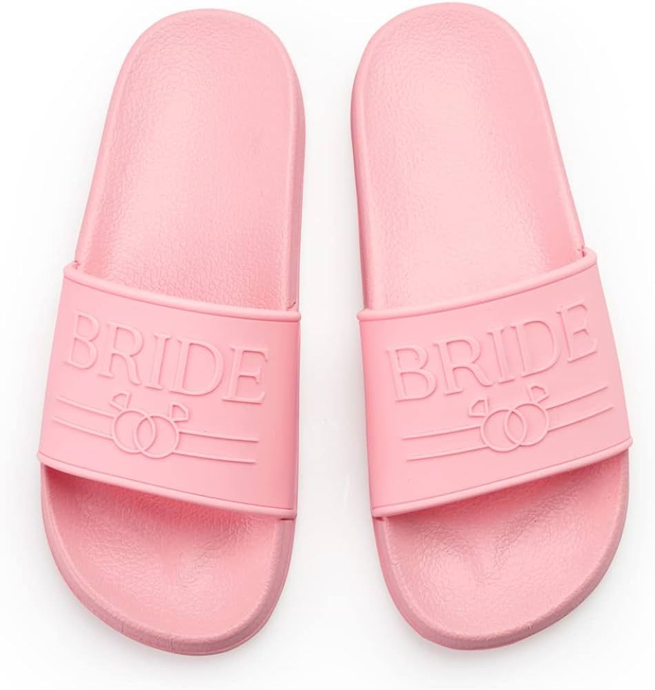 xo, Fetti Bride Sandals, Pink Rubber Slides, Sm | Bachelorette Party Decorations Shoes, Pool Beac... | Amazon (US)