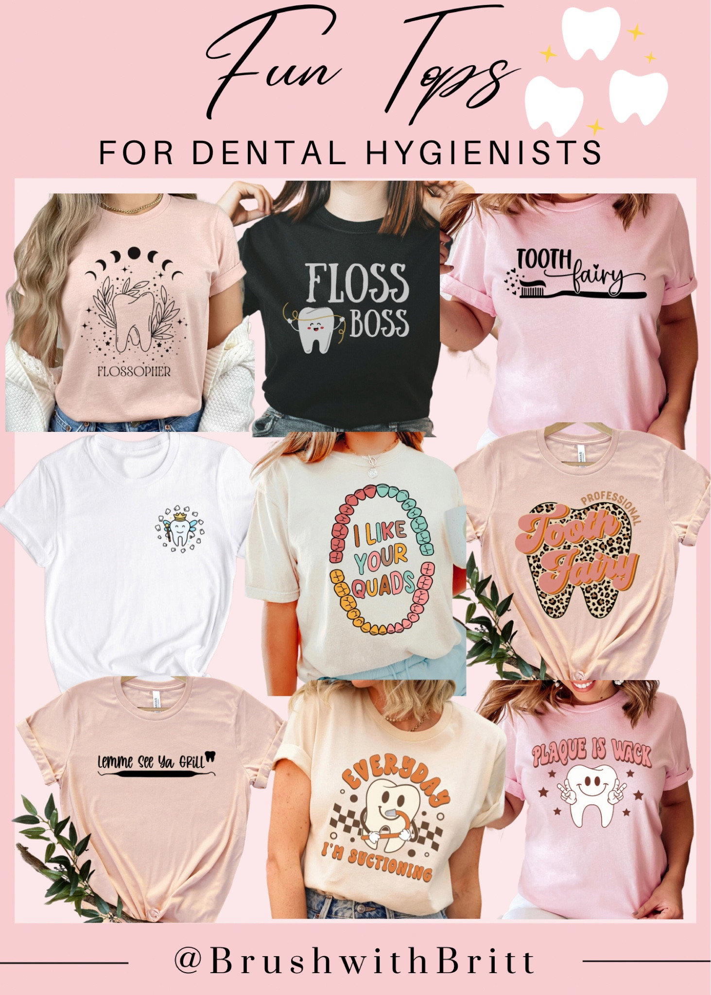 Fun tops for dental hygienist! 🦷🪥✨ | dental, dental hygienist, workwear, workwear for dental office, dental shirts, dental assistant, Etsy finds, dental shirt, tooth fairy, tooth shirt, dental hygiene shirt, dental gifts, graduation gift, gift for dental hygienist, funny dental shirts  

#LTKunder50 #LTKFind #LTKworkwear