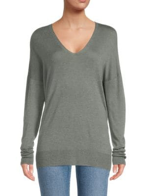 V-Neck Wool & Cashmere Tunic Sweater | Saks Fifth Avenue OFF 5TH