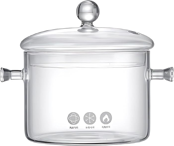 1400 ml Glass Saucepan With Cover, Stovetop Cooking Pot, Clear Soup Pot, 7.5 x 7.5 x 6.1 in High ... | Amazon (US)