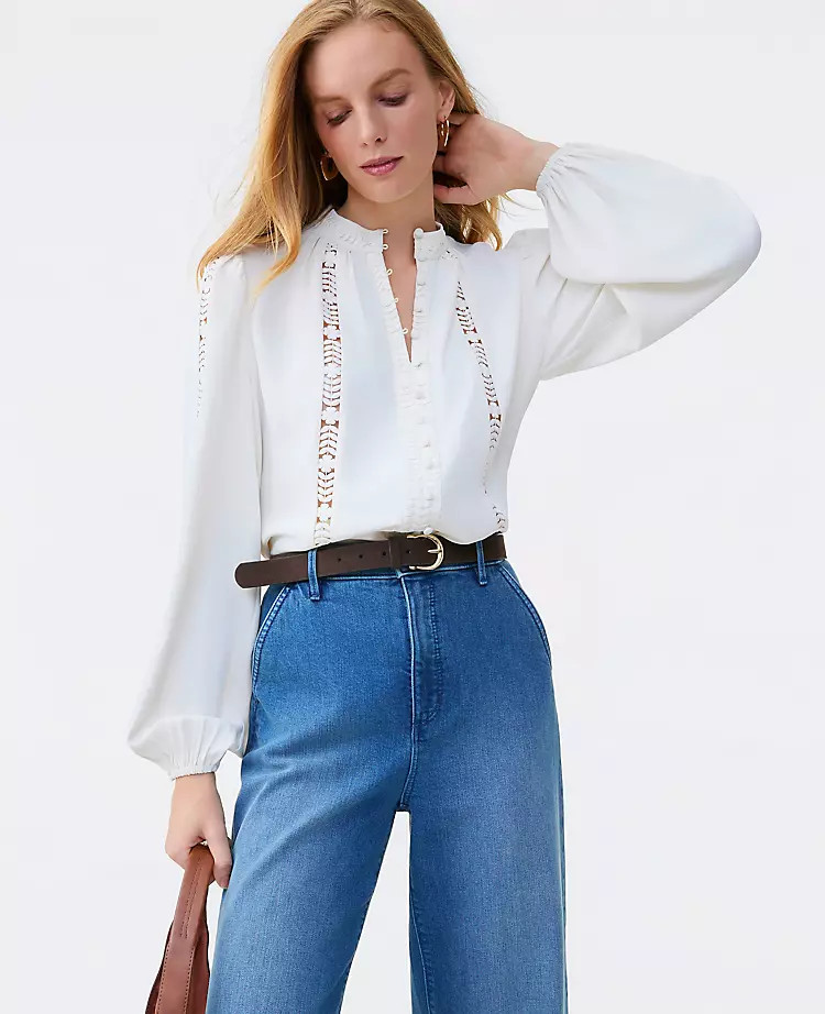 Lace Trim Blouse | Ann Taylor