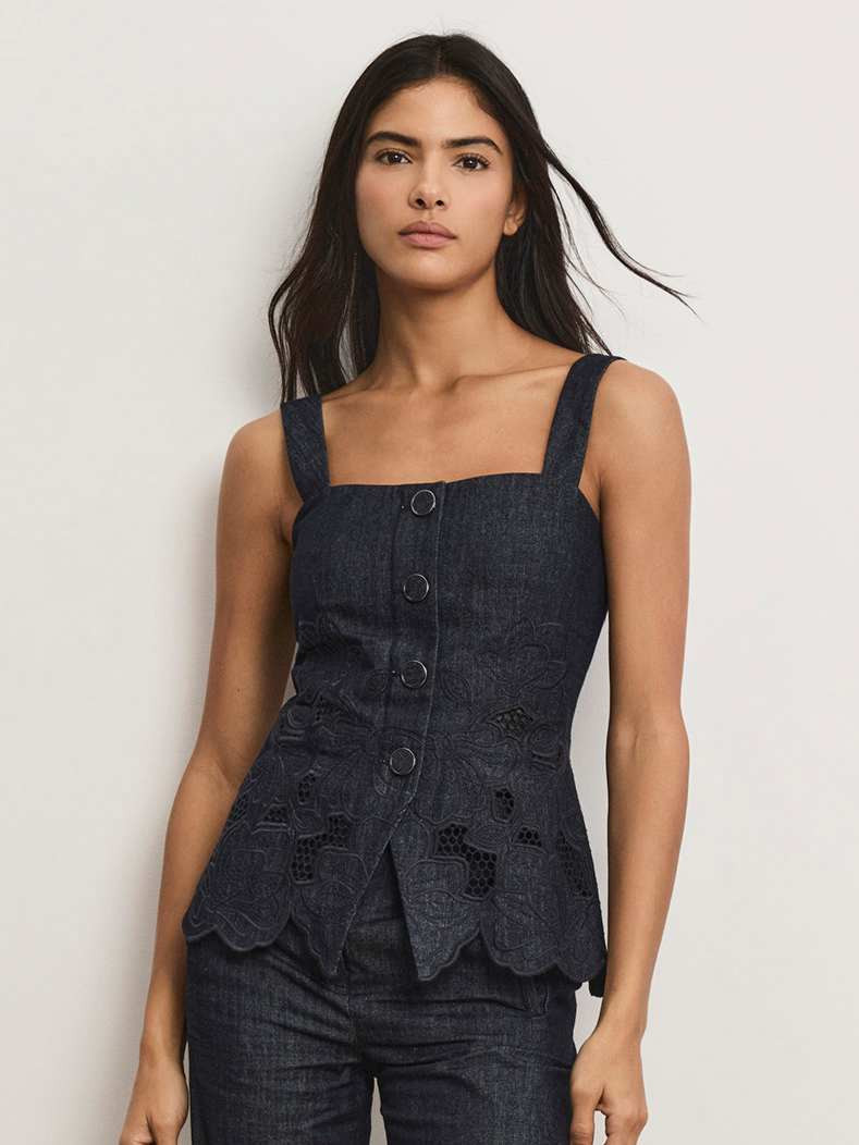 Mirielle Eyelet Tank Top | Veronica Beard