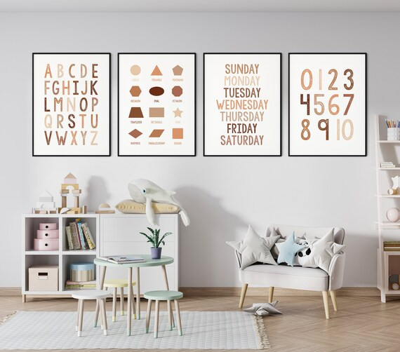 Neutral Alphabet Posters Earthy Wall Art Educational Prints | Etsy | Etsy (US)