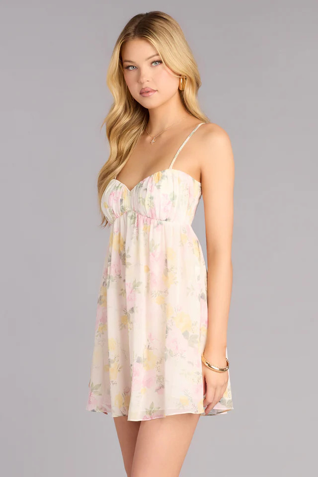 Plans In Bloom Floral Chiffon Babydoll Dress | Windsor Stores
