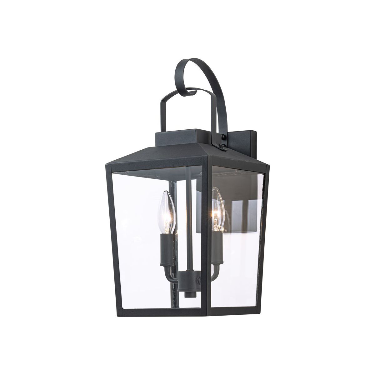 C Cattleya 2-Light Tradtional Matte Black Outdoor Wall Lantern Sconce with Clear Tempered Glass S... | Target