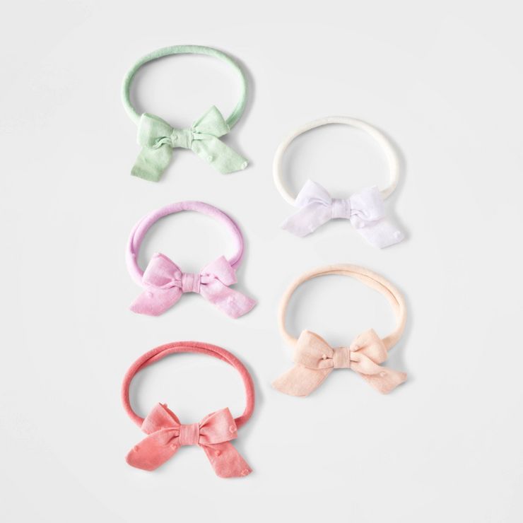 Baby Girls' 5pk Skinny Dotted Bow Headwrap - Cloud Island™ | Target