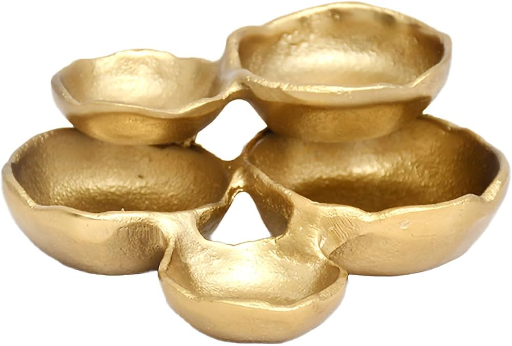 Sculptural Abstract Trinket Dish Decorative Candy Nut Serving Bowl 6.5 x 7 Inch Aluminum Gold Clu... | Amazon (US)