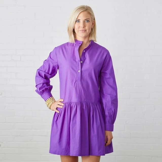 Morgan Mini Dress Purple | Caryn Lawn