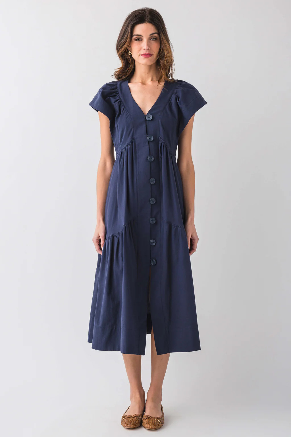 Fate V-Neck Maxi Dress with Large Swirl Buttons | Social Threads