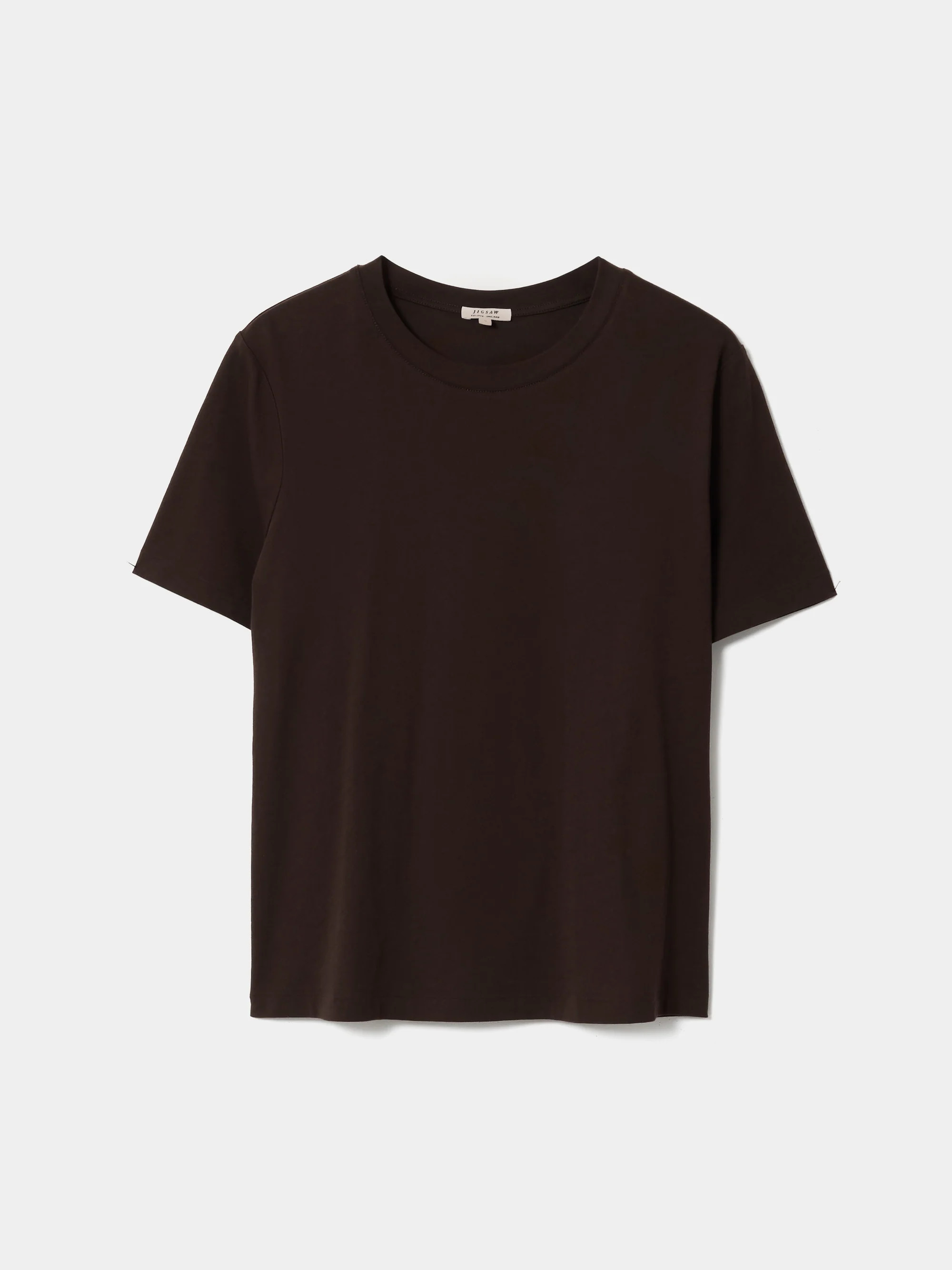 Supima Cotton Crew Neck T-shirt | Dark Brown | Jigsaw (UK)