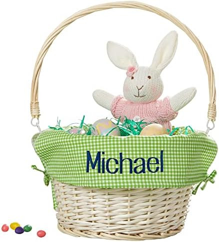 Personalization Universe Personalized Classic Easter Basket – Embroidered Green Checkered Baske... | Amazon (US)