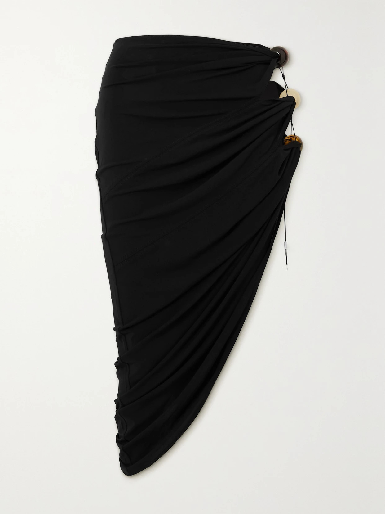 Jacquemus - Asymmetric Embellished Cutout Stretch-jersey Midi Skirt - Black | NET-A-PORTER (US)