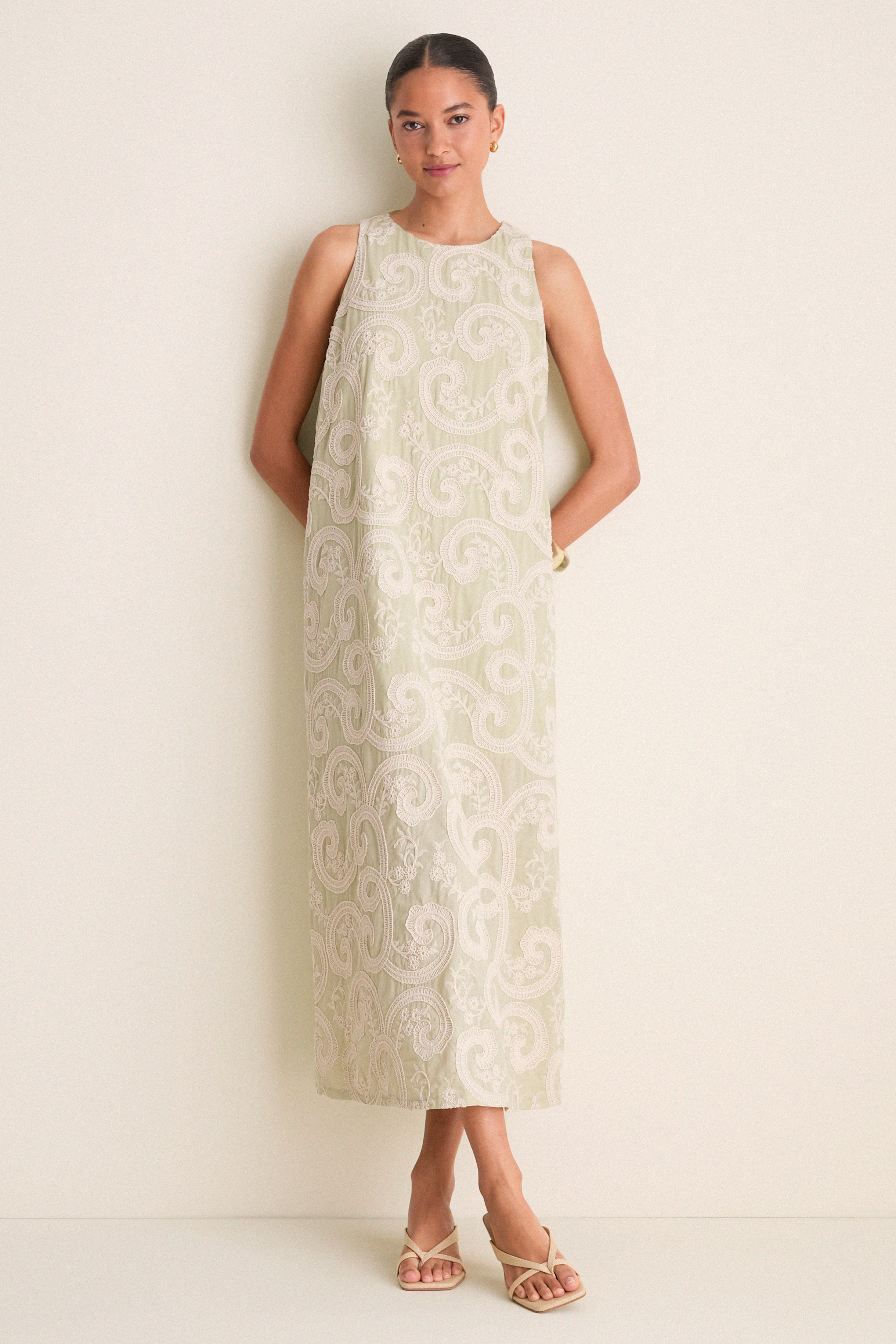 Celadon Scroll Embroidered Portia Dress | Tuckernuck (US)