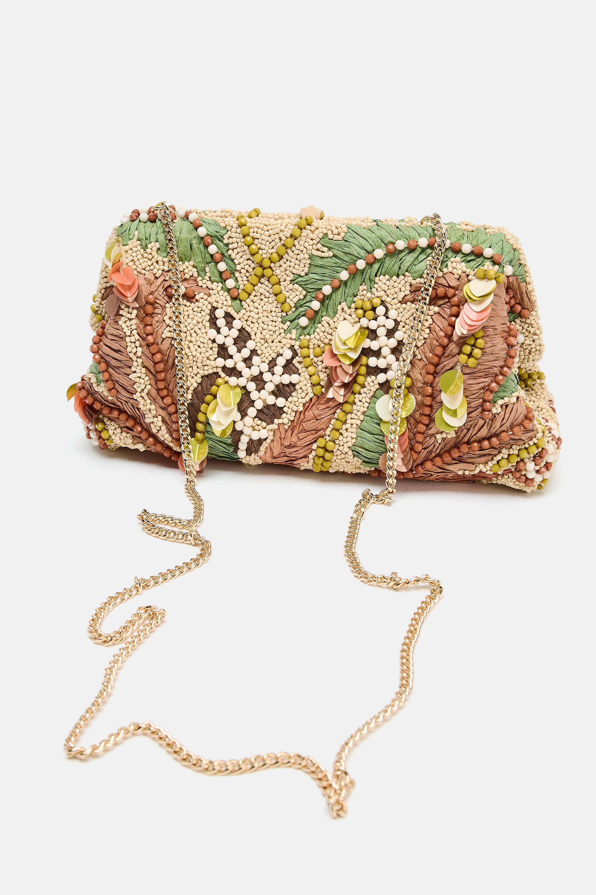 BEADED PRINT POUCH BAG | Zara UK