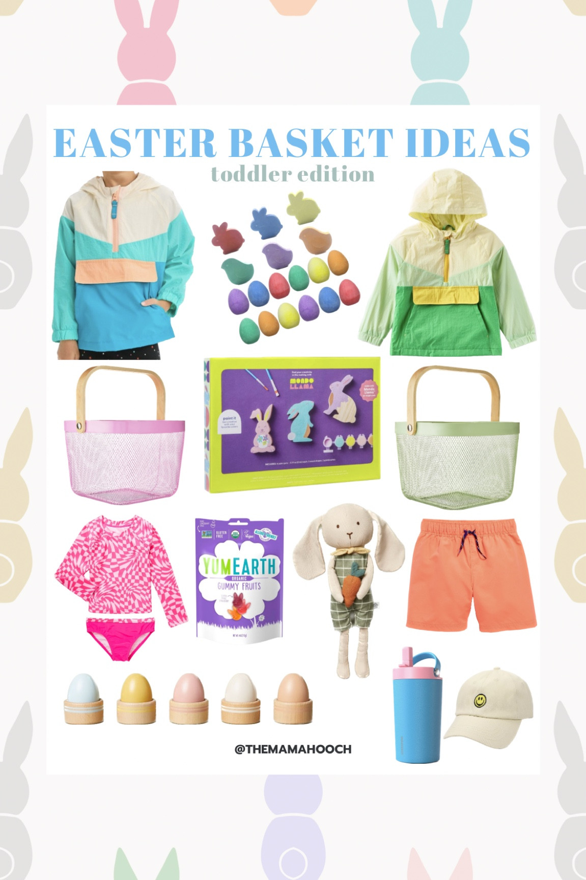 The perfect Easter Basket ideas. The perfect time to prep for spring and summer! Don’t forget their favorite snack (or candy)…whatever you want! How adorable is the egg matching game?!

Easter, spring, easter gift, easter basket, toddler easter, toddler gifts, toddler ideas, hydrapeak, rain jacket, water bottle, spring season, spring style, chalk, toddler finds, toddler toys, boys gifts, girls gifts, ball cap, swimsuit, toddler crafts

#LTKkids #LTKfamily #LTKSeasonal