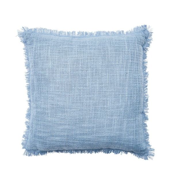 Better Homes & Gardens Outdoor Toss Pillow, Solid Woven with Fringe, 21" x 21", Light Blue, Singl... | Walmart (US)
