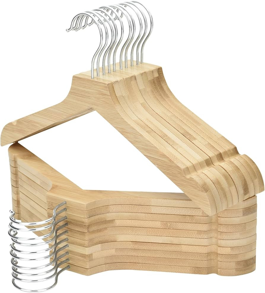 FairyHaus Kids Hangers 20 Pack 12.6 Inch, Eco Bamboo Baby Hangers for Closet, Anti-Rust 360° Swi... | Amazon (US)