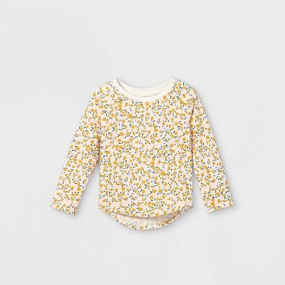 Toddler Girls' Floral Long Sleeve T-Shirt - Cat & Jack™ Cream | Target