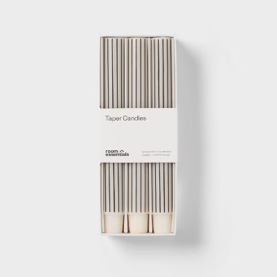 6pk Taper Candle Set Black and White Stripe - Room Essentials™ | Target