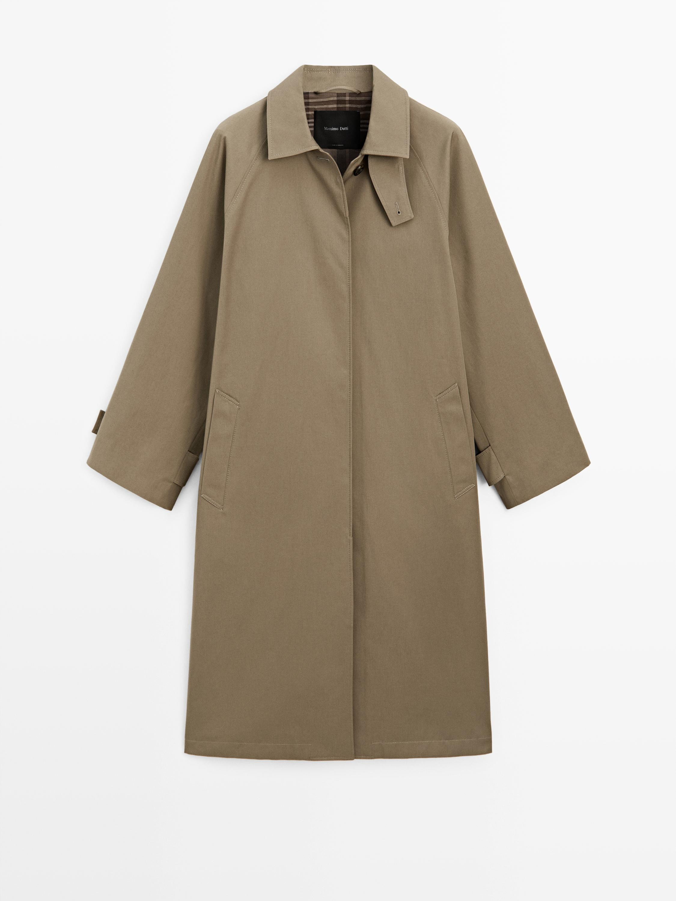 Oversize trench coat with check lining | Massimo Dutti UK